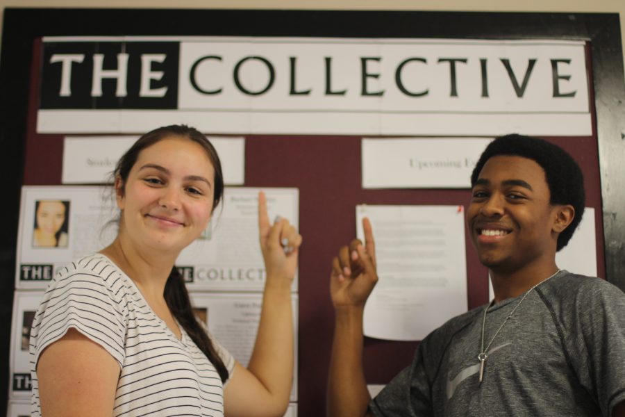 Kelsey Schultz and Brandon Ellis encouraging students to join The Collective
