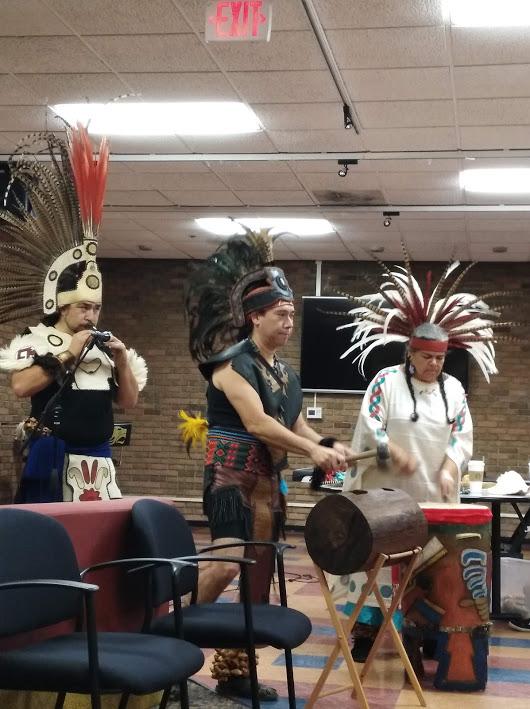 Aztec Dance Chicago preforms in the Cougar Den. 