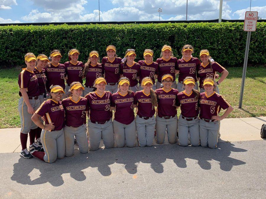 The lady Cougar softball team smiles for one last team photo in the beautiful Clermont, Florida. Back Row (Left to Right): Nia DeGeorge, Karlee Knight, Sydney Getz, Yasmine Fox, Kate Roberts, Kelly Tarasiewicz, Amy Mescall, Sydney Paulauskis-Lauher, Kacey Powers, Claire Urchell, and Holly Bathje. Front Row (Left to Right): Shania Phillips, Kristen Landon, Marita Van Dyke, Taylor Kulaszewicz, Abbey Sloan, Melissa Balkema, Reilly McGuire, Sydney Sterrett.

(Photo Credit to Holly Bathje)