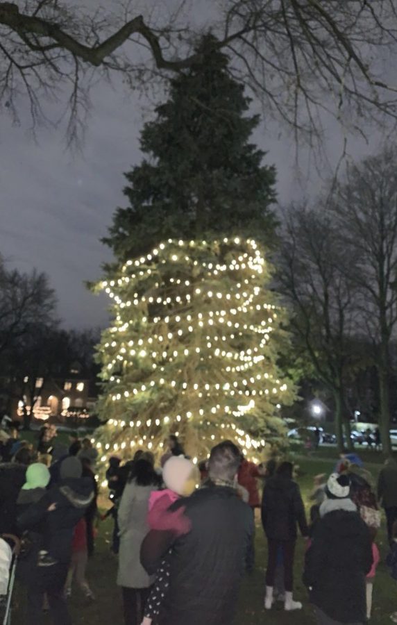 The CUC community gathers together for the annual campus Christmas tree lighting on Nov. 29