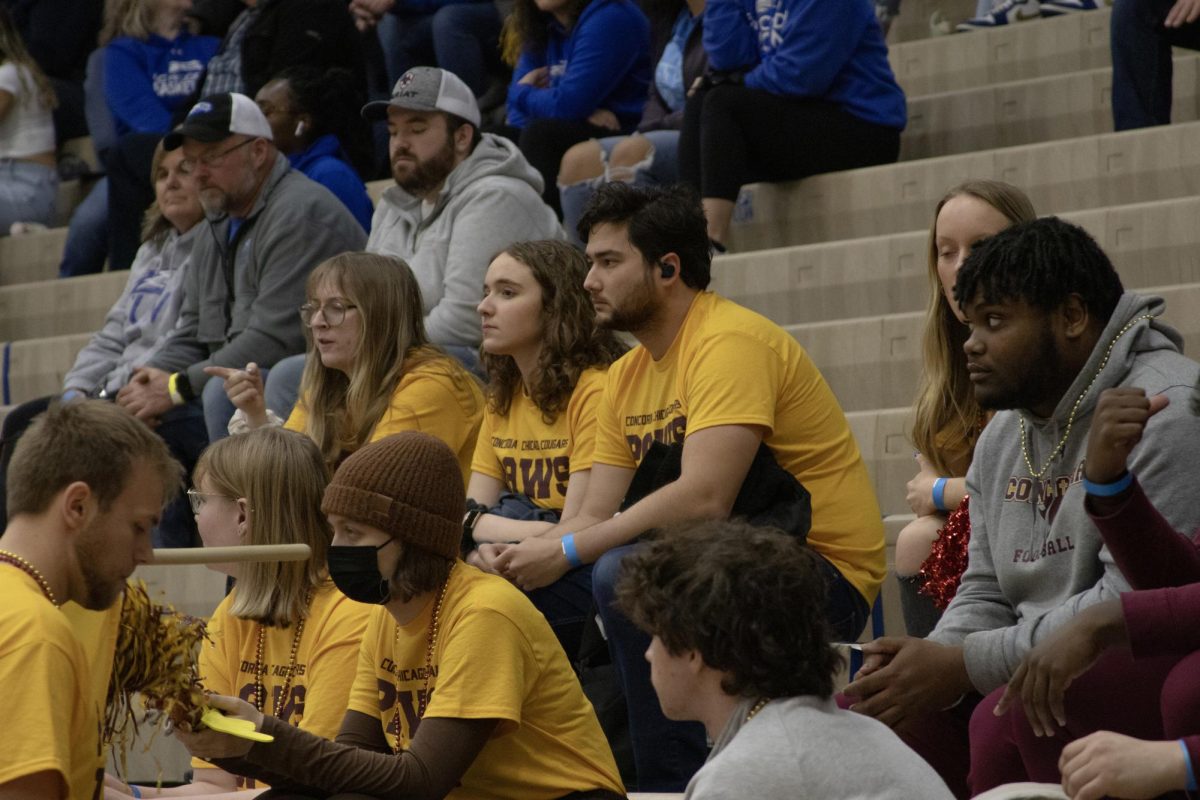 Concordia University Chicago student fans spectating the Womens Basketball Game against Concordia University Wisconsin