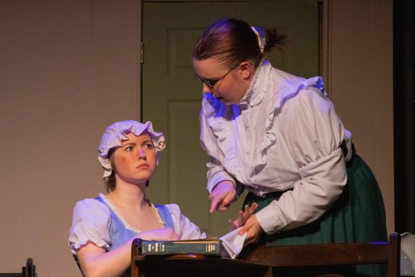 Evalynn Berg and Maxine Bittner in their final rehearsal for the spring production of The Miracle Worker on April 10.