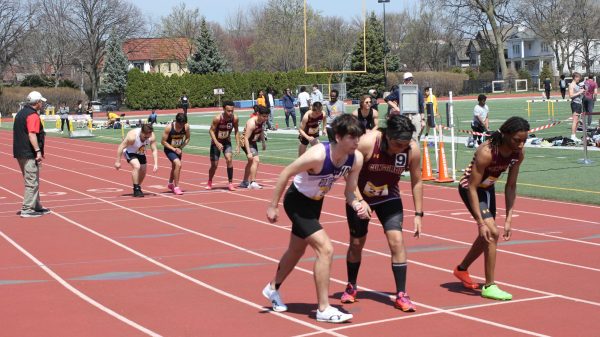 Runners line up at the start of the 800-meter dash at CUC's Cougar Invitational.