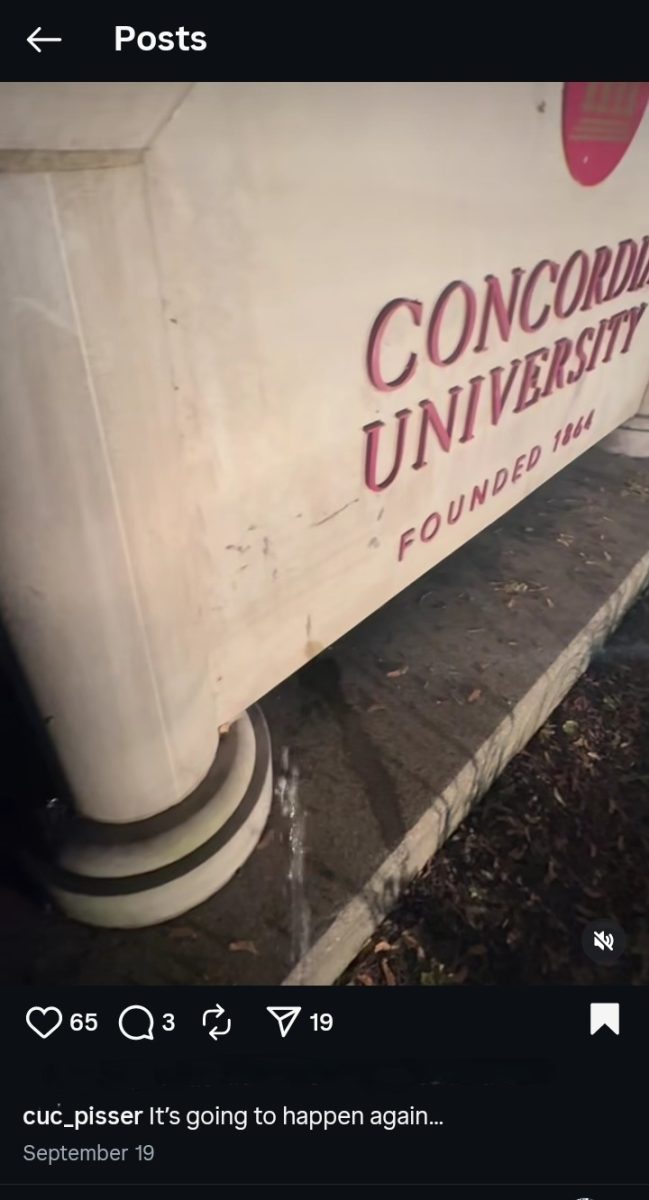 The "CUC pisser" makes their debut post at the sign at the corner of Augusta and Bonnie Brae on September 19.