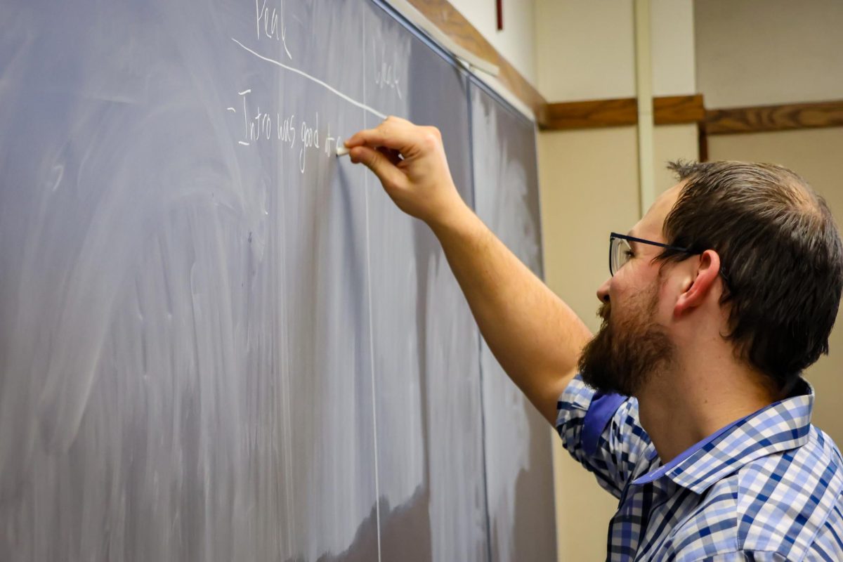 CUC English professor Anton Jones teaches Intro to Creative Writing class on Nov. 19. 