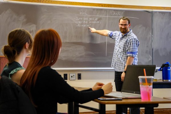 CUC English professor Anton Jones teaches Intro to Creative Writing on Nov. 19. 