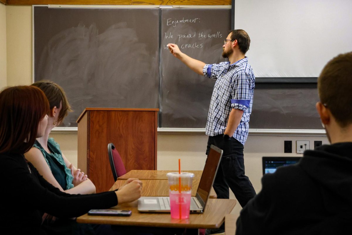 CUC English professor Anton Jones teaches Intro to Creative Writing class on Nov. 19. 