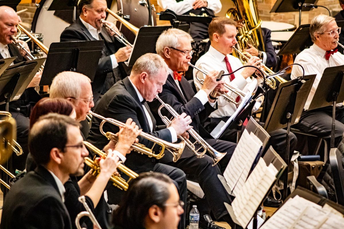 University Band playing for "Doc" Fischer's last concert before retirement on December 5th.