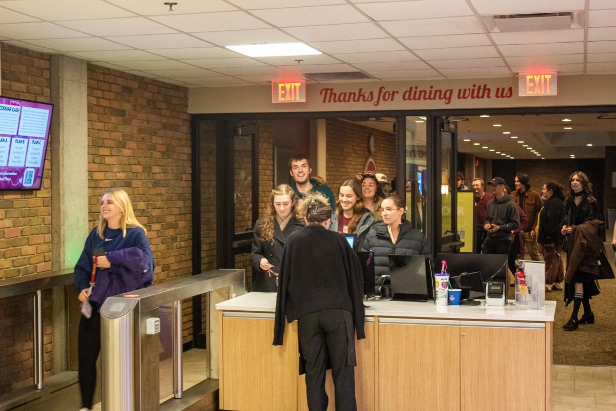 Cereal eaters lined up to they swipe in on Monday February 2nd.