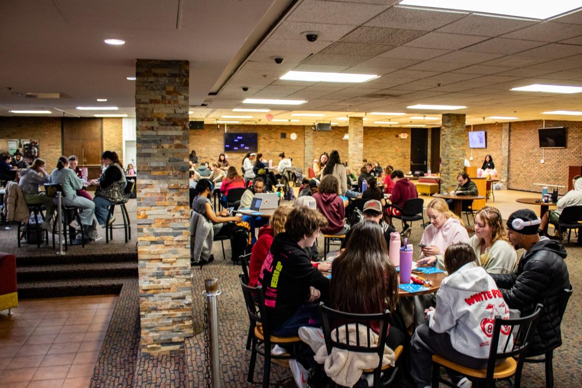 Students fill the Cougar Den for Bingo Night with prizes of Lego and Squishmallows on February 10th.